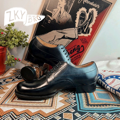 中科院小哥 ZkyBro Lot.101 纯手工缝制 30s navy service shoe