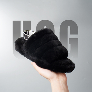 UGG2023春夏女士平底时尚舒适露趾字母束带纯色茸茸凉鞋 1095119