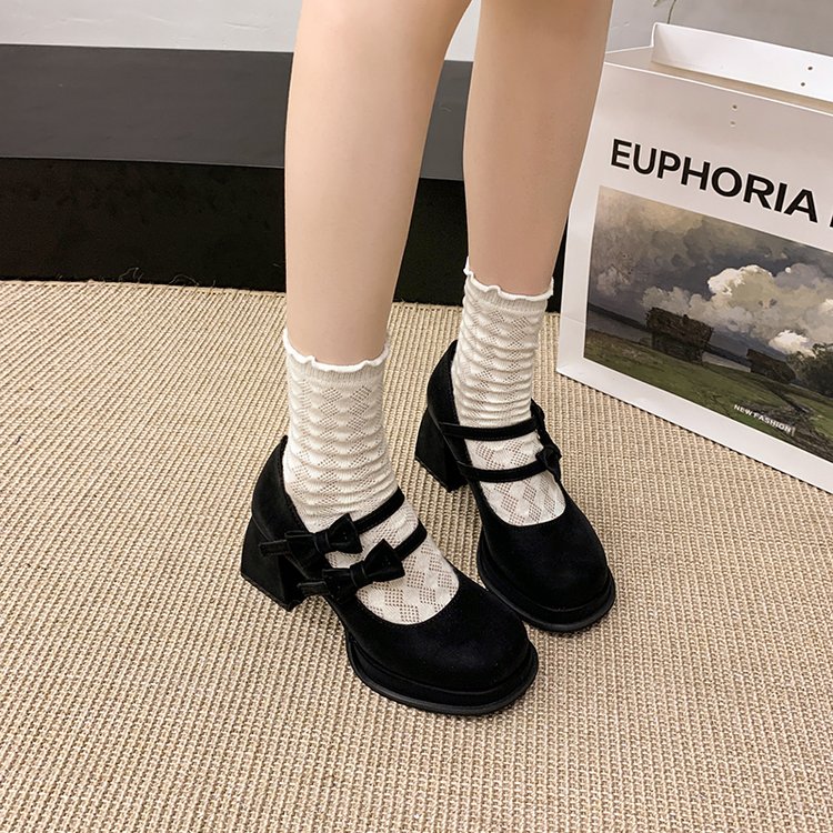 法式蝴蝶结高跟鞋女不累脚