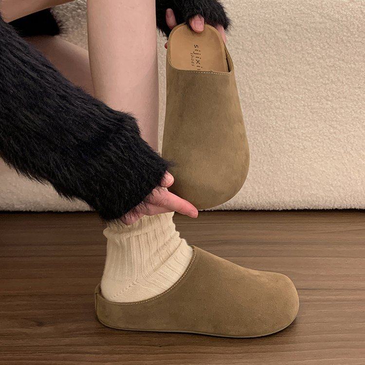 2026春季新款时尚百搭轻便勃肯鞋女复古休闲一脚蹬包头拖鞋穆勒鞋