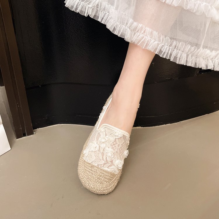 小香风渔夫鞋女2025春夏新款超火法式浅口一脚蹬平底网面透气单鞋