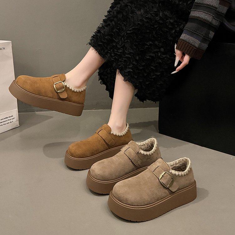 厚底勃肯鞋女2025新款秋冬加绒豆豆鞋保暖雪地靴一脚蹬懒人棉鞋子,女鞋,勃肯鞋/软木鞋,淘宝优惠券,粉丝福利购,淘宝优惠卷