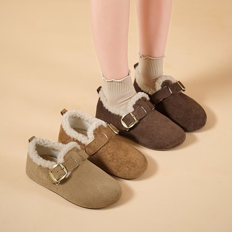 一脚蹬厚底内增高毛毛勃肯鞋子