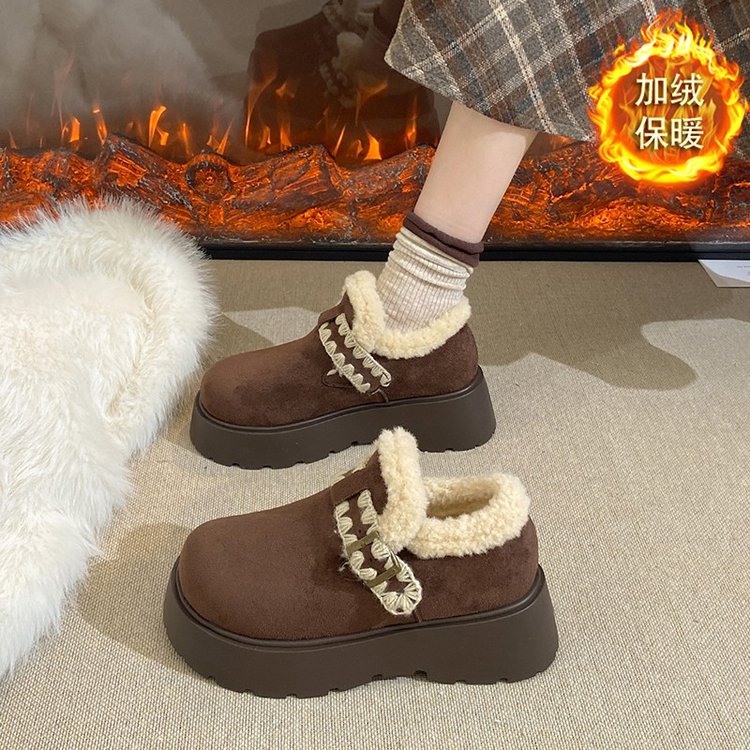 厚底内增高勃肯女鞋子加绒保暖