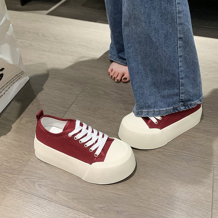 夏款輕便透氣厚底增高帆布鞋女