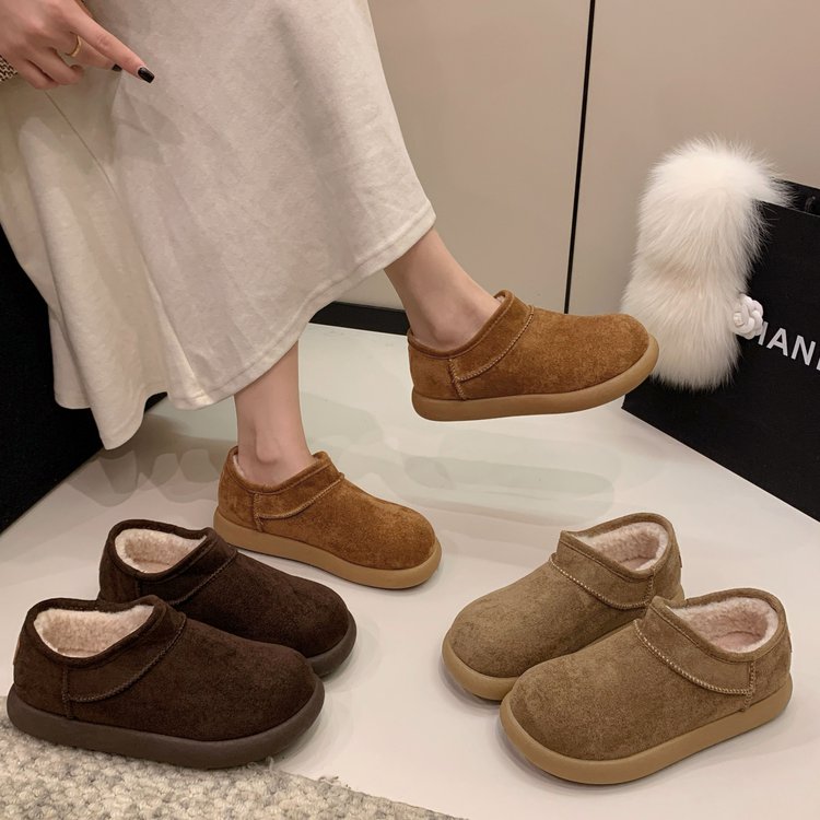 平底加绒保暖短筒低帮雪地靴