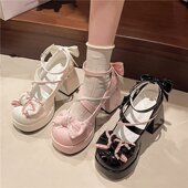 防水台粗跟可爱甜美日系洛丽塔皮鞋 少女lolita鞋 高跟鞋 公主风圆头