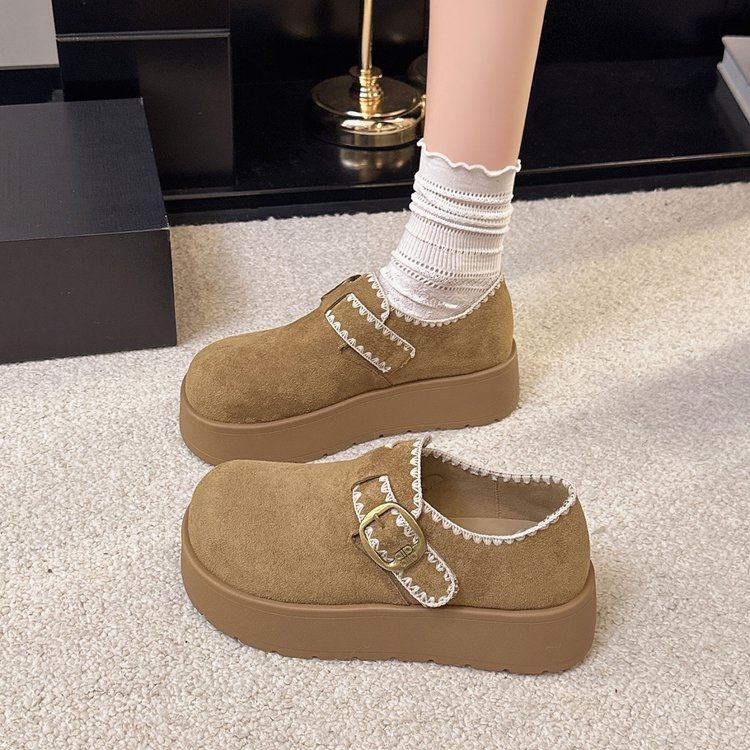 松糕厚底全包勃肯鞋一脚蹬女鞋子2026春季新款乐福鞋休闲博肯单鞋