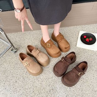 女2025新款 两穿松糕鞋 厚底勃肯鞋 秋季 小个子全包博肯鞋 配裙子单鞋