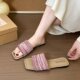 一字拖鞋 女夏季 外穿2025新款 平底度假沙滩鞋 复古编织罗马凉拖凉鞋