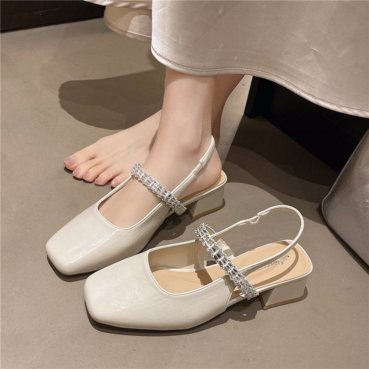 绝美方头粗跟包头凉鞋女夏外穿2025新款高级仙女高跟鞋配裙子单鞋,女鞋,一字带凉鞋,淘宝优惠券,粉丝福利购,淘宝优惠卷