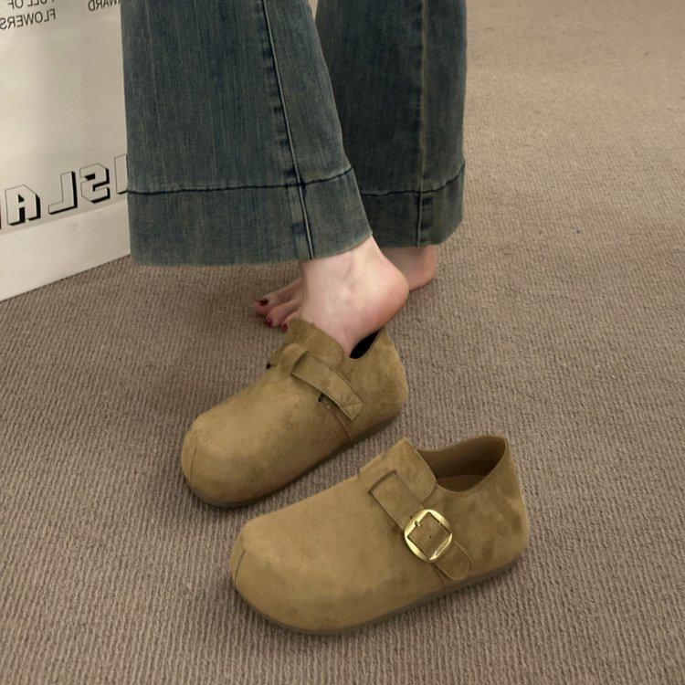 厚底增高全包勃肯鞋女2026春季新款复古一脚蹬懒人乐福鞋百搭单鞋