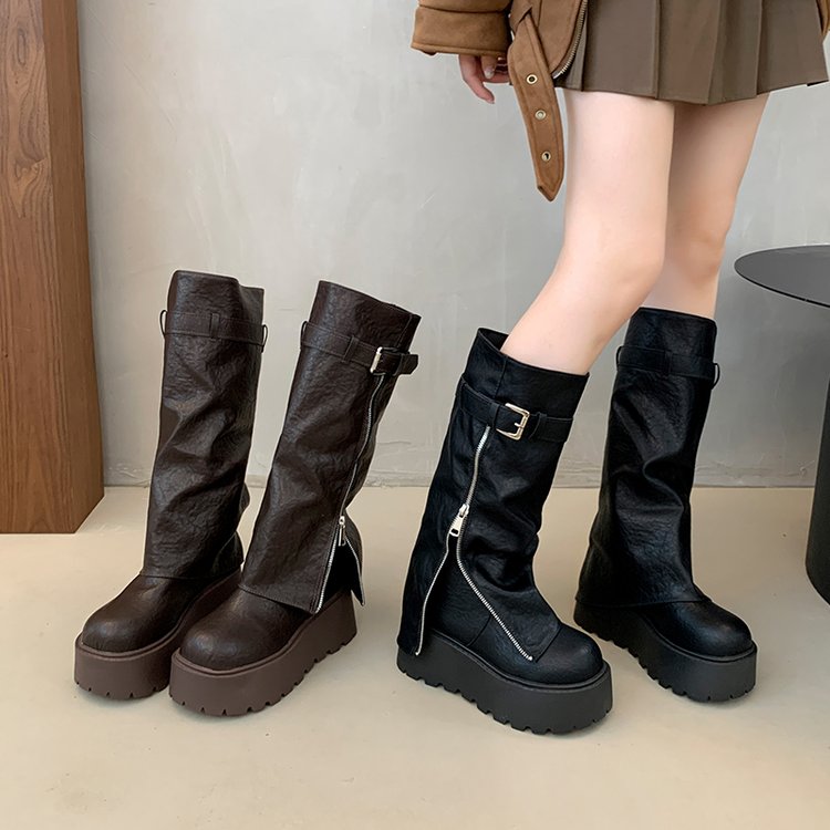 厚底长靴女2025春秋新款