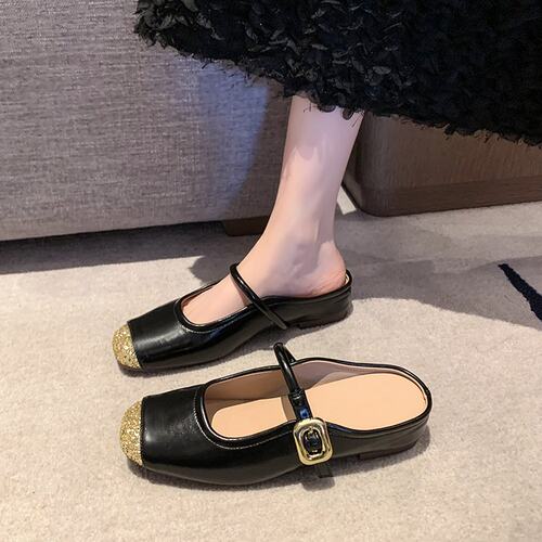小个子夏季包头一脚蹬拖鞋