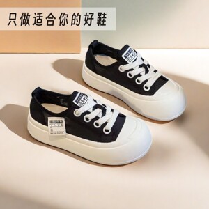 新款网纱透气小白鞋女2024年夏款配裙子大头娃娃厚底面包休闲运动