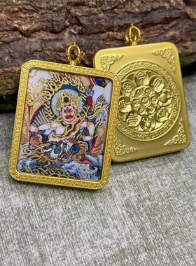 绳吊坠绿度母黄财嘎乌盒送黑财神半手绘尼泊尔随唐卡描金佛牌唐卡