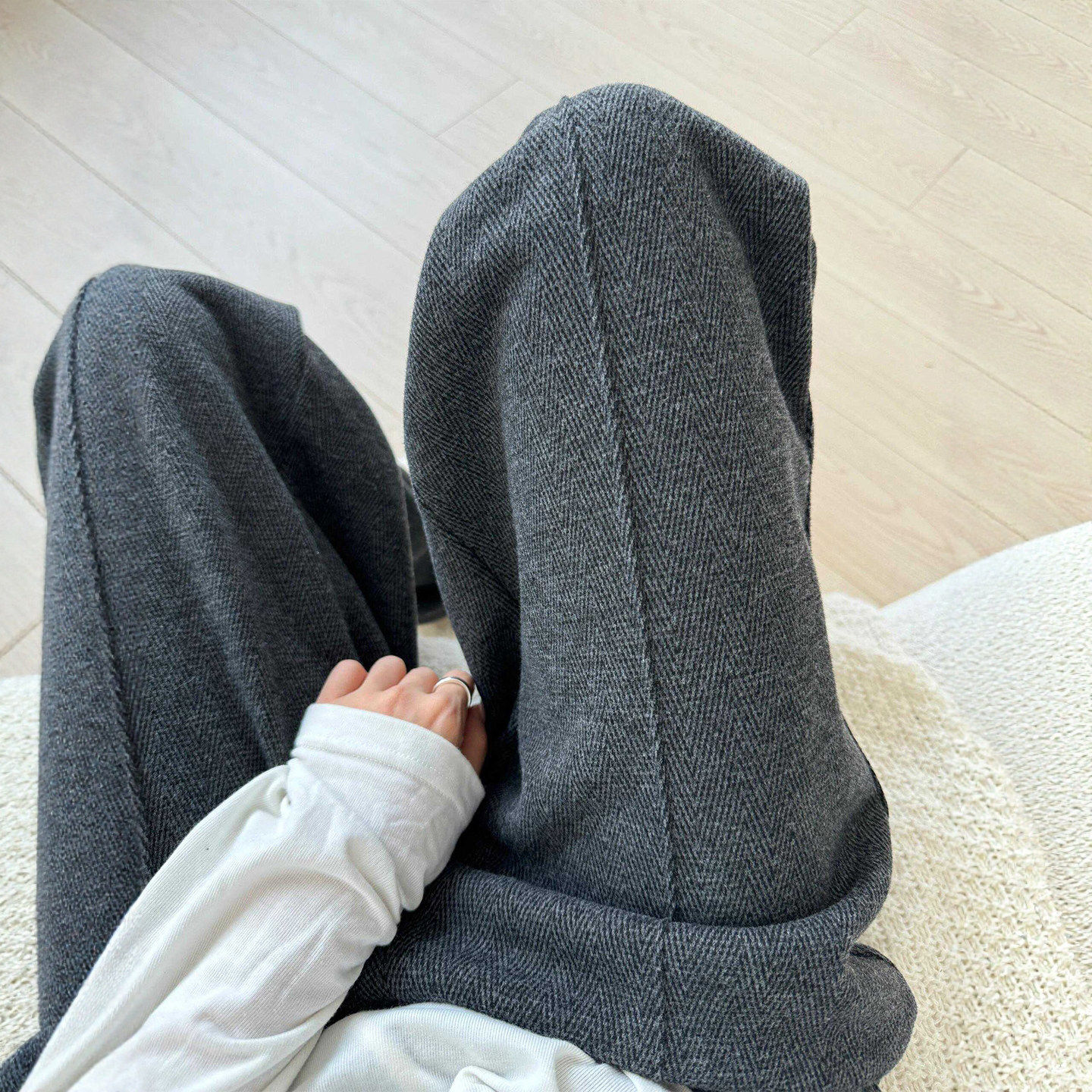 大码胖mm灰色人字纹毛呢阔腿裤女冬季加绒加厚梨形身材显瘦休闲裤,女装/女士精品,大码裤装,淘宝优惠券,粉丝福利购,淘宝优惠卷