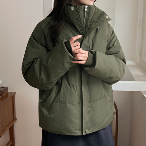 韩国代购大码女装胖mm冬装新品时尚纯色立领保暖羽绒休闲棉衣1218