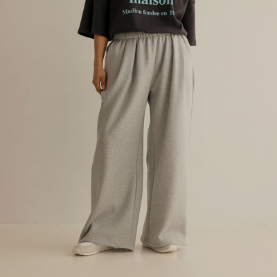 韩国代购大码女装胖mm冬装新品简约纯色松紧腰宽松薄绒休闲裤1222
