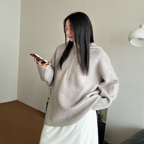 韩国特大码女装胖mm冬装新品时尚纯色半开襟拉链连帽休闲卫衣1222