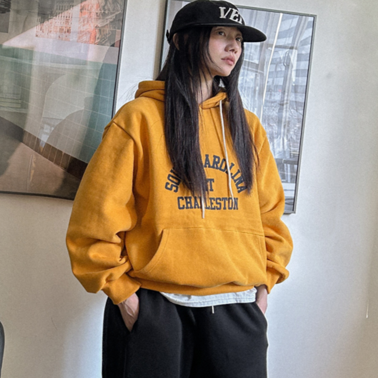 韩国代购大码女装胖mm冬装新品时尚字母图案薄绒宽松休闲卫衣1214