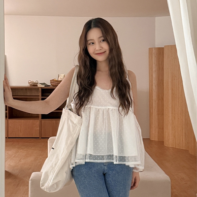 韩国代购特大码女装胖mm春装新品靓丽纯色蕾丝边领甜美吊带0226