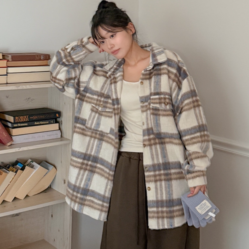 韩国大码女装胖mm冬装新品甜美格纹舒适加厚宽松长袖休闲衬衫1223