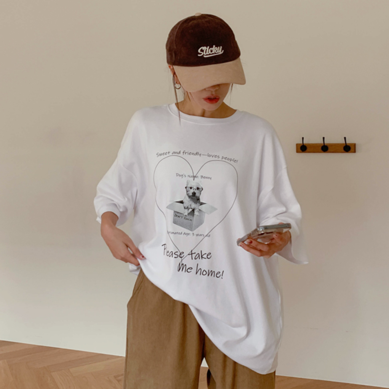 韩国代购大码女装胖mm冬装新品可爱狗狗图案宽松短袖休闲T恤1220