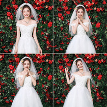 Bridal headdress super xiansen net red photo headdress lolitao flower wedding headdress short wedding dress props