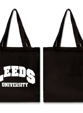 利兹大学纪念品University of Leeds购物袋帆布包环保袋中号拉链