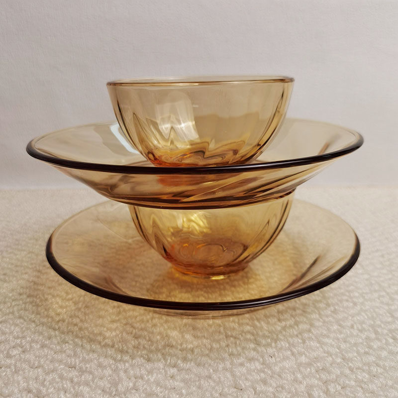 四件套！官128一套！可微波炉/烤箱！琥珀色炫纹玻璃饭碗盘蝶餐具,厨房/烹饪用具,碗架,淘宝优惠券,粉丝福利购,淘宝优惠卷