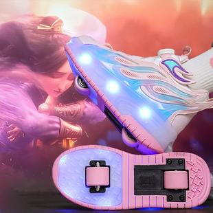 儿童暴走鞋鞋子秋季2025新款女童轮滑溜冰鞋带轮子中大童学生