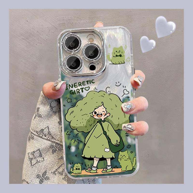 适用苹果15ProMax手机保护壳iphone14新款小清新绿发女孩ip13全包12防摔不会撞壳可爱矽胶镜头膜11专用散热保,3C数码配件,手机保护套/壳,淘宝优惠券,粉丝福利购,淘宝优惠卷