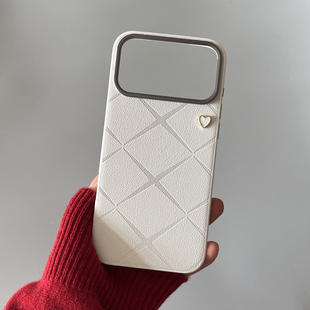 创意奢华女款 max手机壳立体爱心适用16promax高级感皮纹全包防摔保护套苹果17个性 外壳 苹果iPhone17pro 新款