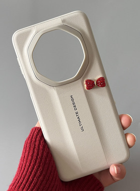 新款适用华为mate70rs手机壳水钻蝴蝶结mate70非凡大师简约高端保护套白色素皮纹mate80rs保时捷女款超薄外壳