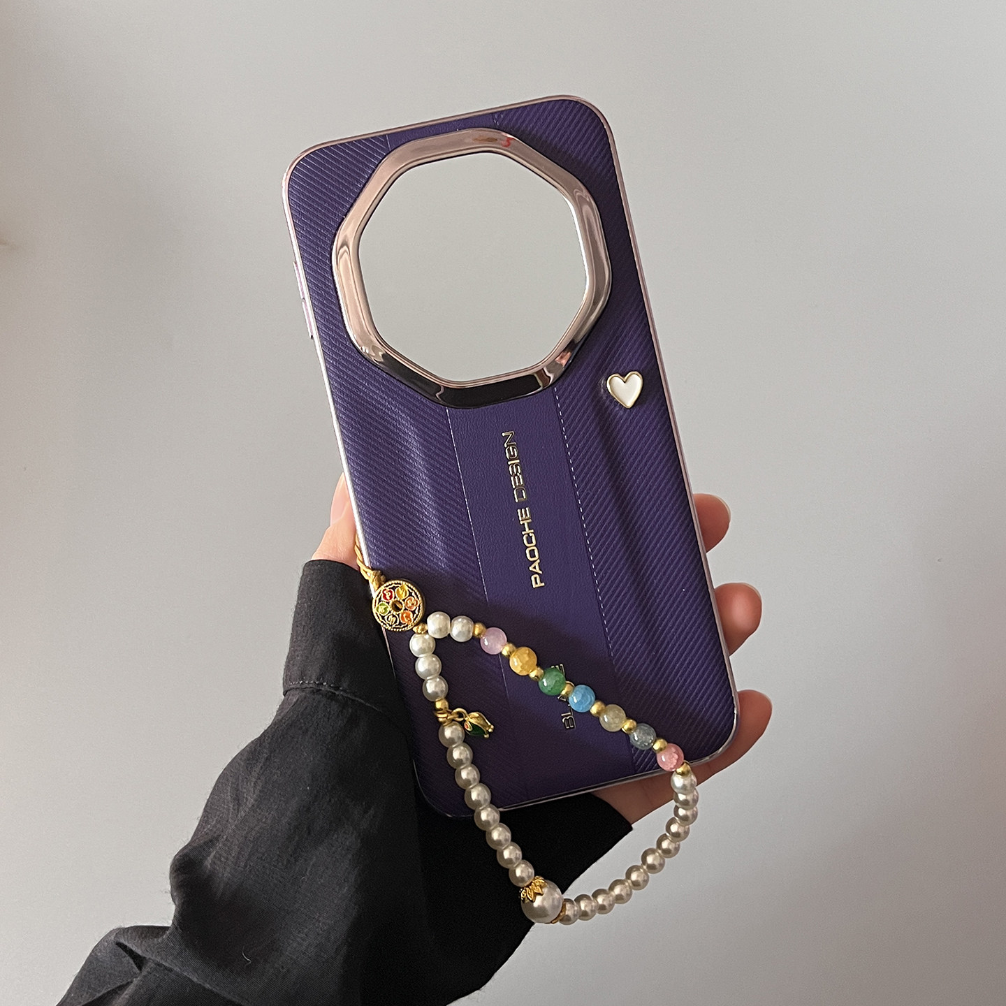 新款华为mate80RS非凡大师手机壳立体爱心适用Mate80rs保时捷版全包防摔保护套高端皮纹紫色创意个性女款外壳