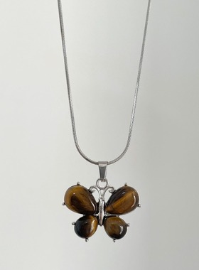 合金锁骨链水晶玛瑙蝴蝶项项链