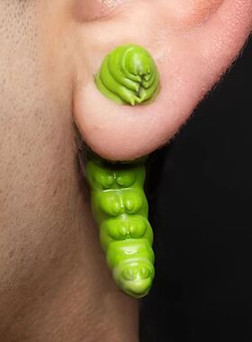男女通用复古搞怪昆虫绿色耳环