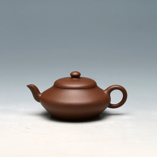 明理茶艺 宜兴紫砂壶 张士美 全手工清水泥 扁灯壶170CC