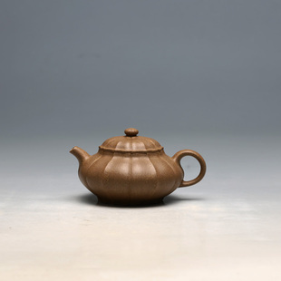 宜兴紫砂壶 茶壶高凌云 筋纹器 全手工 150CC段泥扁莲壶明理茶艺