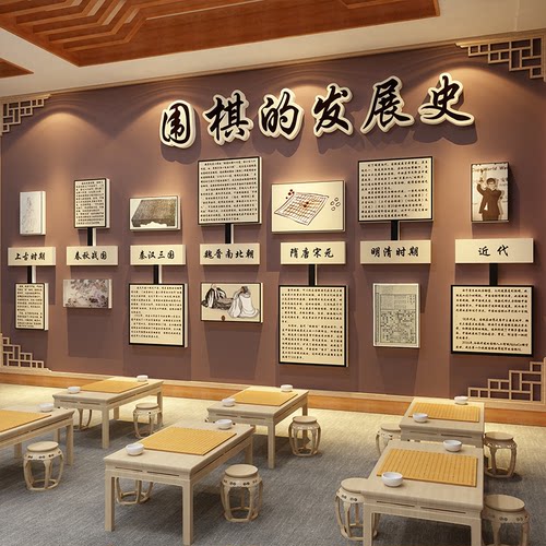 围棋教室布置装饰艺类区环创墙面贴纸挂画象培训机构班文化发展史