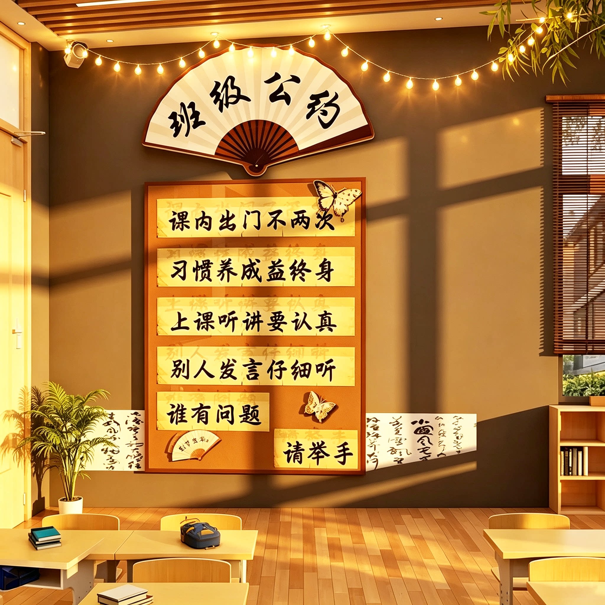 班级公约寄语文化建设国风训墙书香自习教室布置装饰黑板报材料包