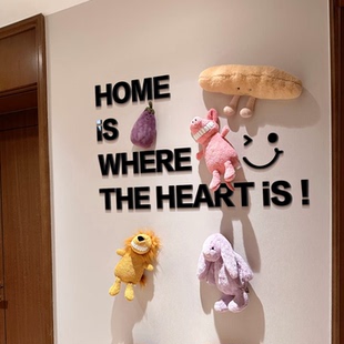 一梯入户迎门口欢迎回家墙面装饰3d立体亚克力玄关贴画公仔多巴胺