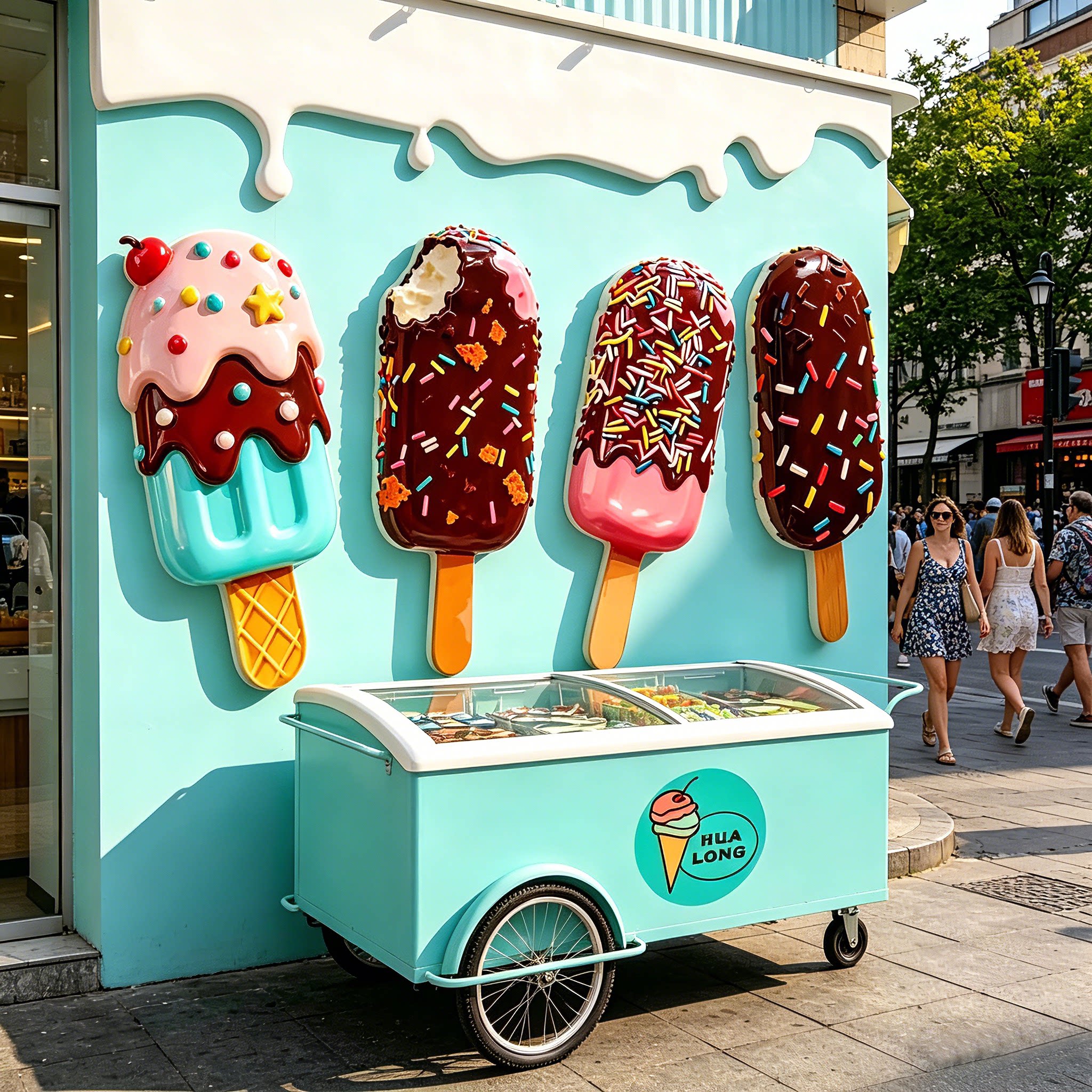 网红甜筒雪糕冰淇淋店墙面装饰氛围景墙贴纸挂画冷饮创意广告海报