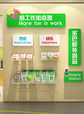 办公茶水间能量补给站墙贴