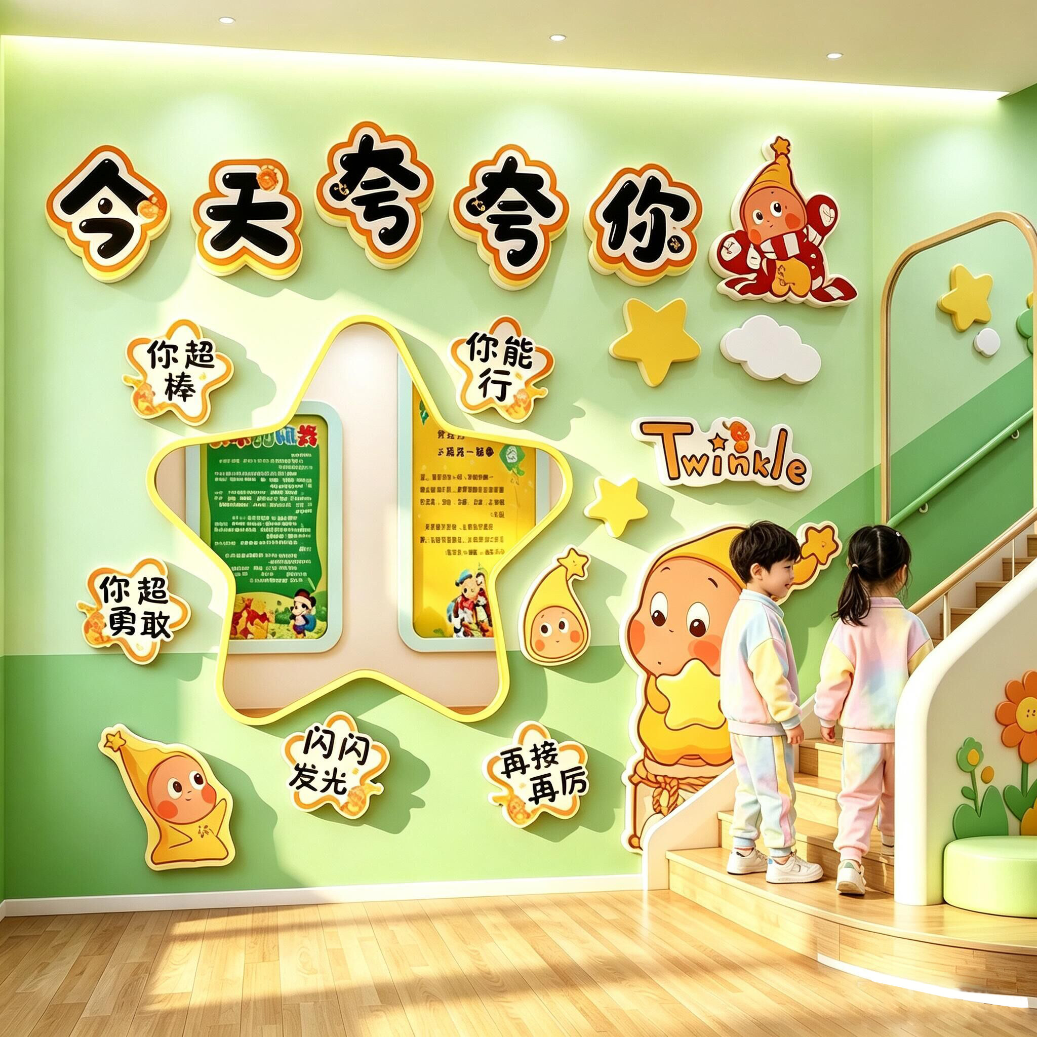 自我肯定夸己哈镜子教室布置墙面装饰文化幼儿园环创主题成品星人
