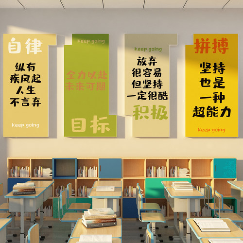 2025新小学期班级布置教室装饰托管文化自习初三励志墙黑板报上方