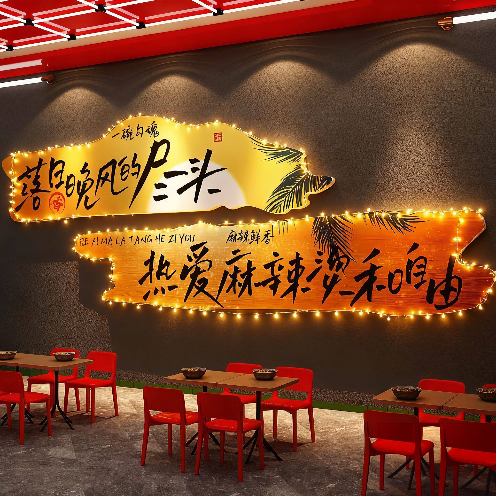 网红打卡东北老式麻辣烫店铺墙面装饰氛围布置餐饮广告海报贴纸画