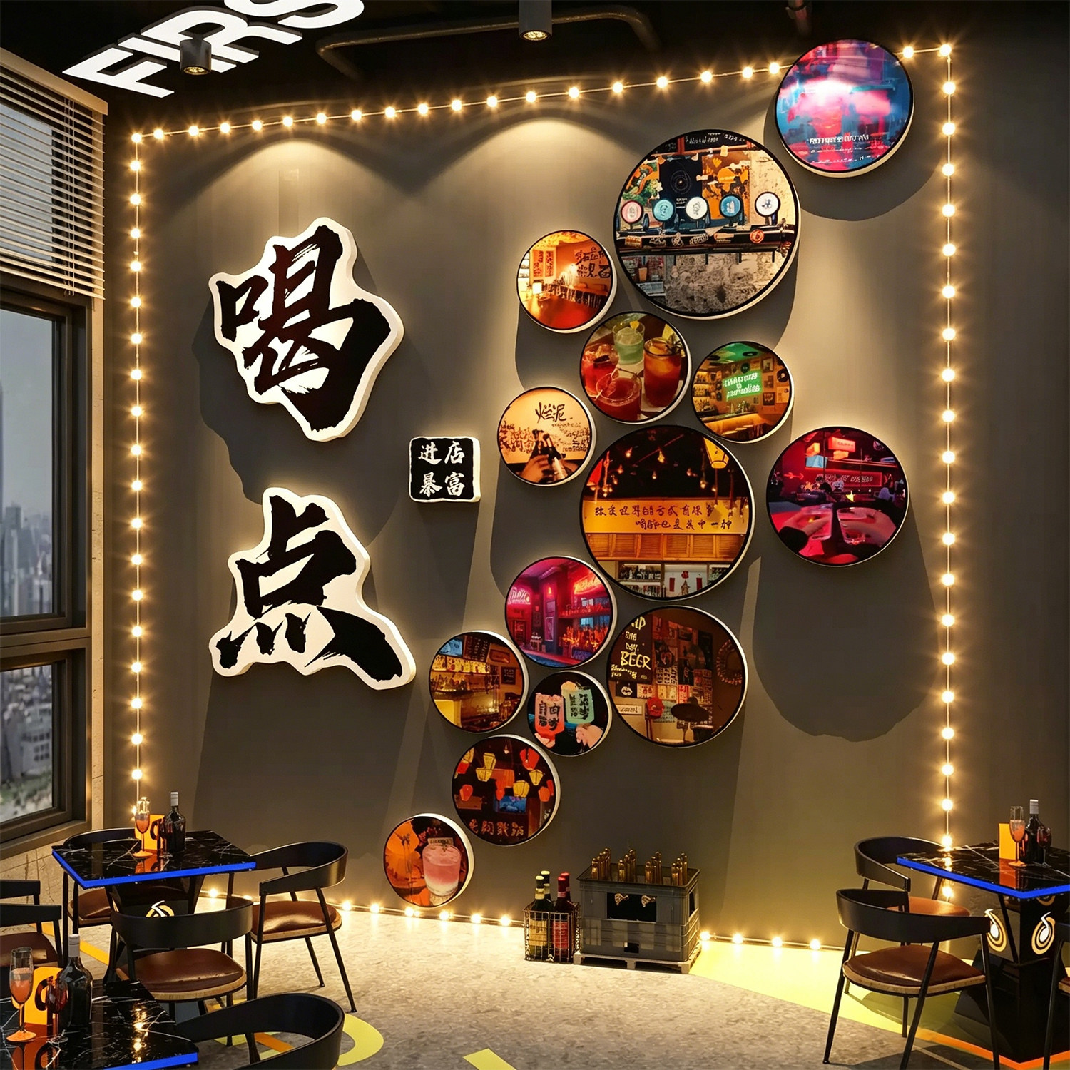 民谣清吧小酒馆装饰品场景布置网红打卡喝点工业风烧烤店墙面创意