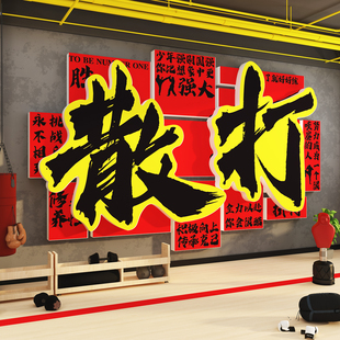 散打搏击馆文化墙面装饰画背景格斗跆拳道布置宣传海报贴纸武术